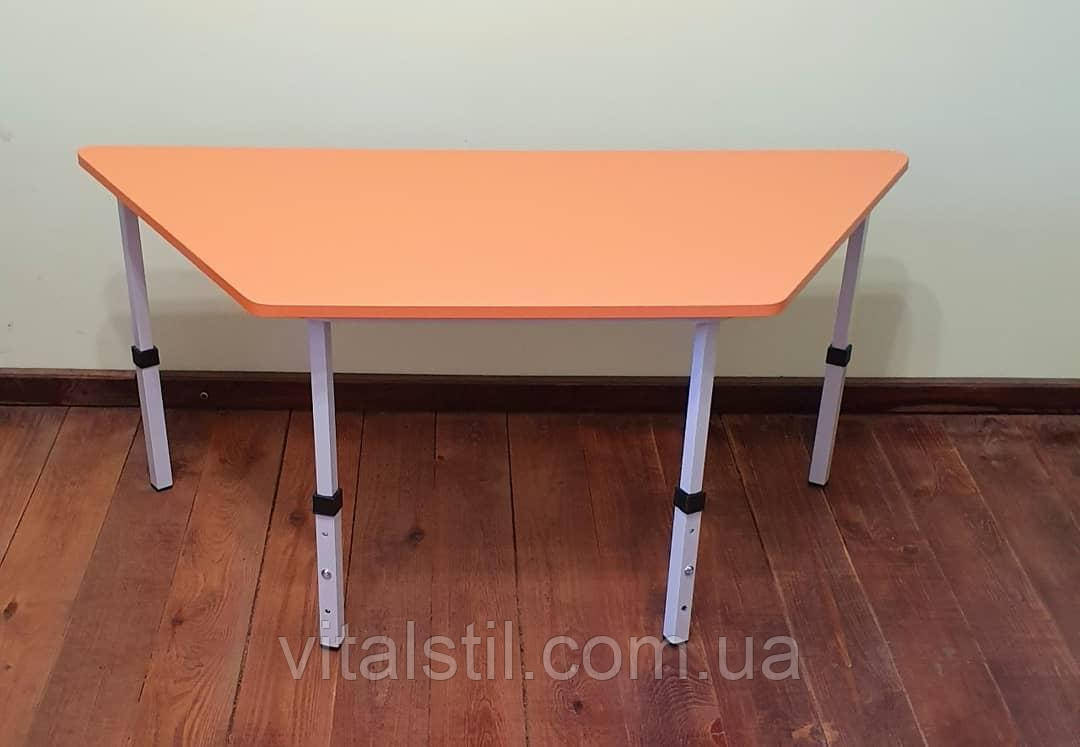 Стіл дитячий ТРАПЕЦІЯ регулюється по висоті 1180*510 1-3 р.гр. кольорова стільниця, фото 1