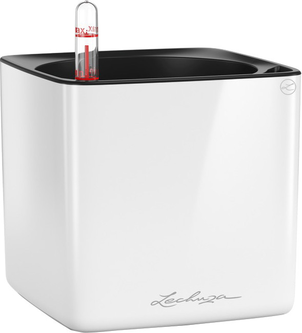 Вазон Cube Glossy 14 білий Lechuza, фото 1