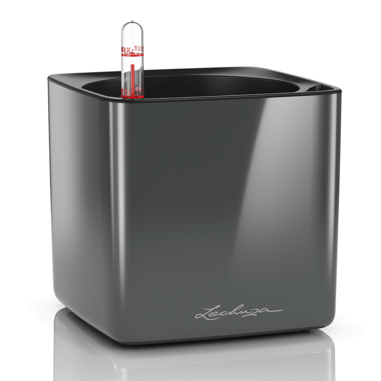 Вазон Cube Glossy 14 чорний Lechuza