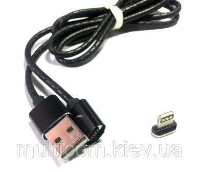 05-11-041. Шнур магнітний USB штекер А - штекер iPhone (Lightning), з'ємний на магніті, чорний, 1м