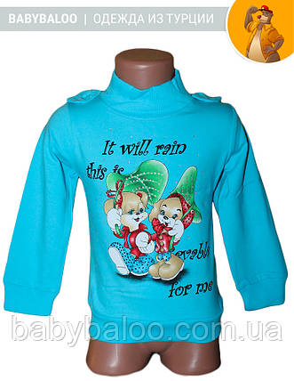 Гольф-стійка дівчинка "Собачки під листочком"( від 1 до 4 років)мікро начіс, фото 1