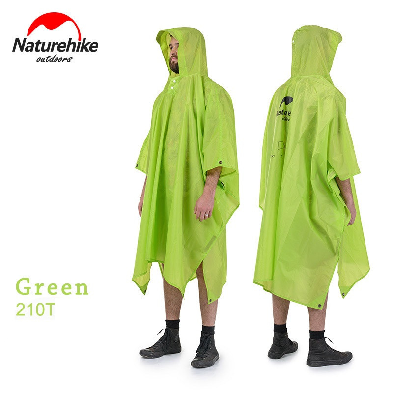 Дощовик пончо плащ-палатка накидка від дощу Naturehike матеріал 210T зелений