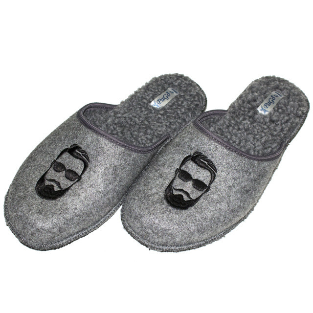 Хатні капці підліткові паркетні Повсть PaGo "Бородач" сірі, тихенькоходи, фото 1