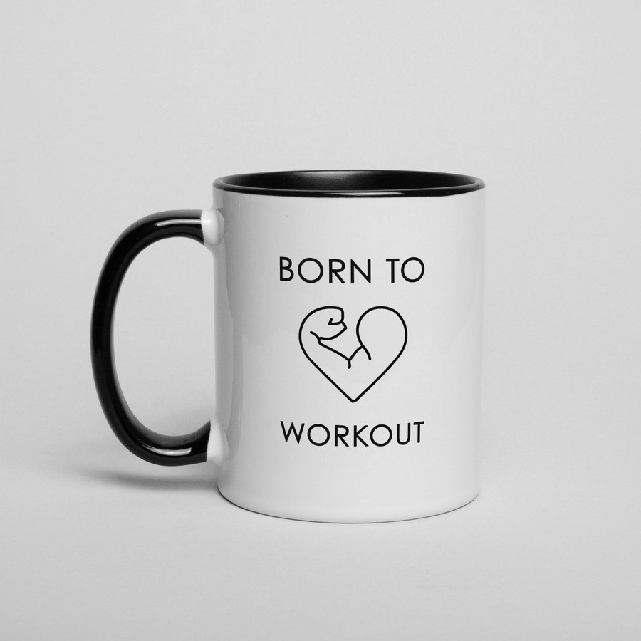 Чашка "Born to workout", 330 мл подарункова керамічна