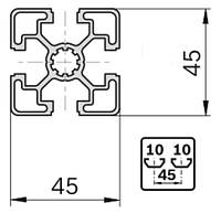 Станочный профиль T-track 45х45 АНОД, длина изделия 6м, резка по 3м.