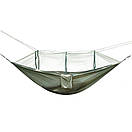 Гамак туристичний з антимоскітною сіткою 260 х 130 см до 200 кг зелений, фото 5