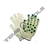 Робочі х/б рукавички Квітка зелений ПВХ