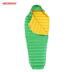 Пуховий спальний мішок Aegismax LETO +7°C +2°C Regular 190 см Green