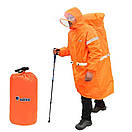 Дощовик пончо плащ-палатка накидка від дощу на рюкзак до 80 літрів Bluefield розмір XL помаранчевий, фото 4