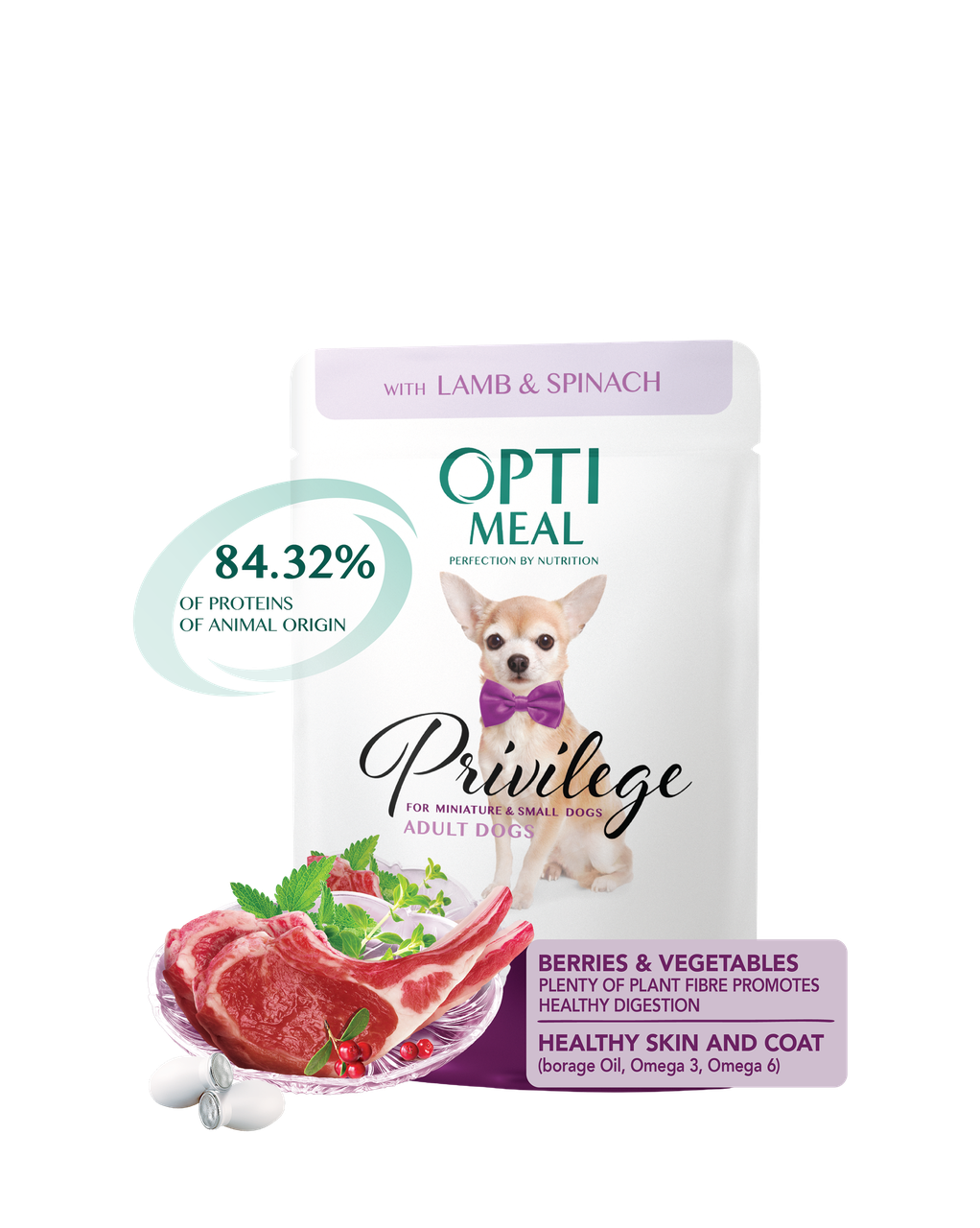 Optimeal беззерновий вологий корм для собак мініатюрних і малих порід з ягням і шпинатом 85 г 12 шт.