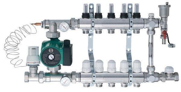Колектор з витратомірами на 6 виходів в зборі для теплої підлоги, фото 1