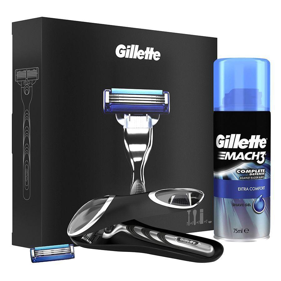 Подарунковий набір для чоловіків Gillette Mach3 Turbo (верстат + 2 змінні касети + гель Extra Comfort 75 мл) 01175
