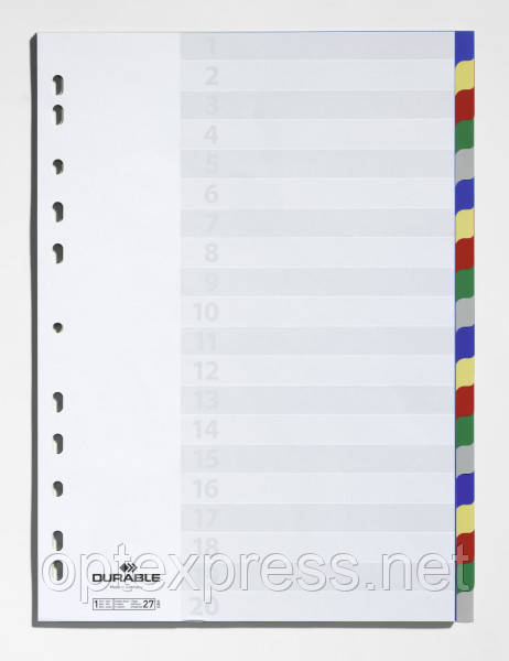 Роздільники кольорові 1-20 А4 пластикові DURABLE 6758 27