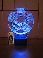 3d-светильник Футбольный мяч, 3д-ночник, несколько подсветок (на пульте), подарок футбольному фанату