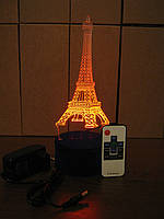3d-светильник Эйфелева башня, 3д-ночник, несколько подсветок (на пульте), романтический подарок