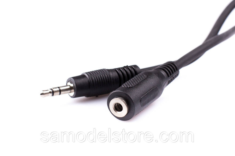 Шнур шт.3,5стерео-гн.3,5стерео, чорний 5 м., фото 1