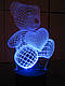 3d-світильник Ведмедик з серцем, 3д-нічник, кілька підсвічувань (на батарейці), фото 5