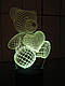 3d-світильник Ведмедик з серцем, 3д-нічник, кілька підсвічувань (батарейка+220В), фото 5