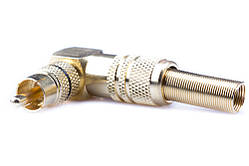 Штекер RCA кутовий, метал із пружиною