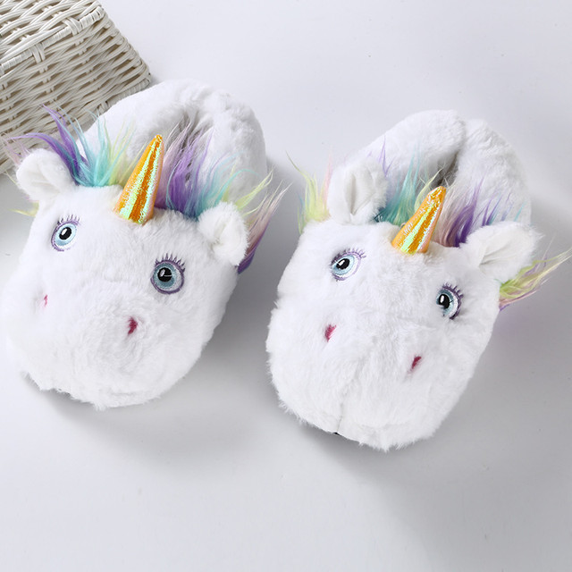 Мягкие домашние тапочки Единороги белые