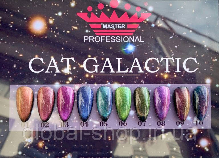Гель-лак котяче око Master Galactic, 8 мл,палітра 10 кольорів
