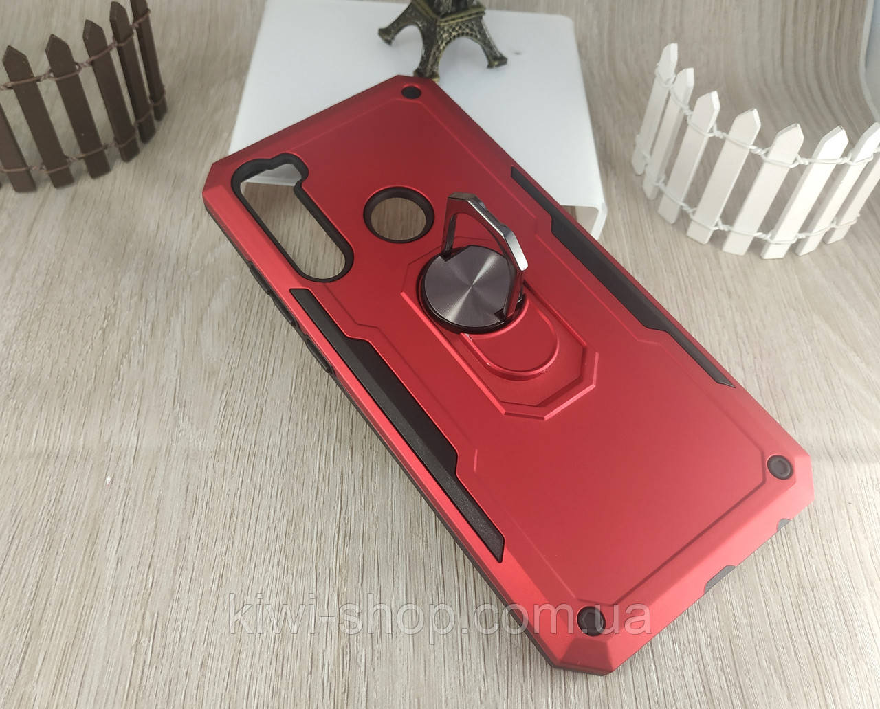 Ударостійкий чохол SG Ring під магнітний тримач для Xiaomi Redmi Note 8 з підставкою — червоний