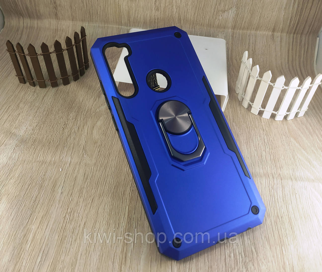 Ударостійкий чохол SG Ring під магнітний тримач для Xiaomi Redmi Note 8 з підставкою — синій