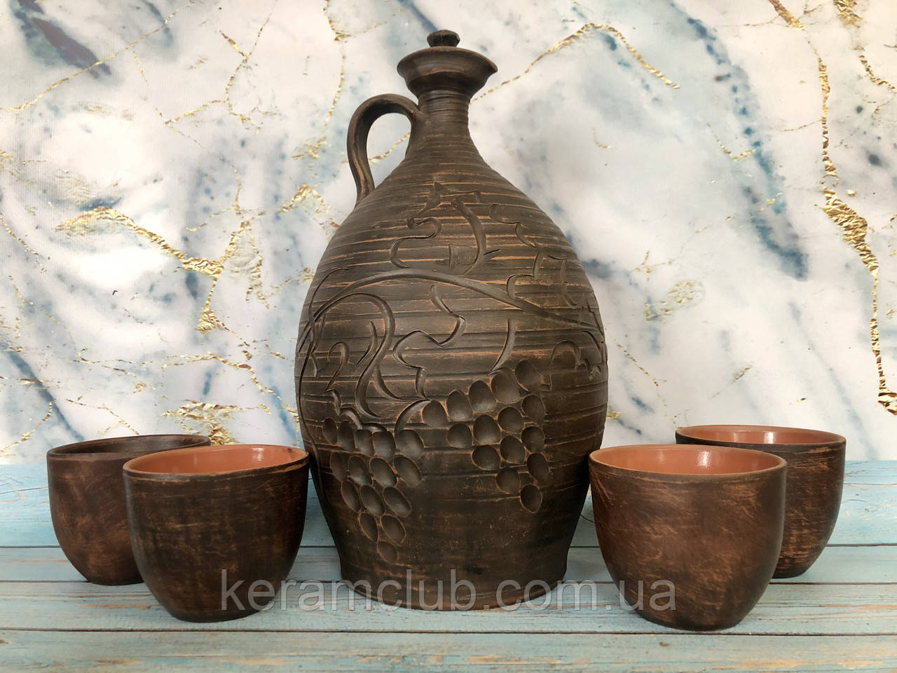 Винний набір штоф 2 л і 4 склянки 170 мл