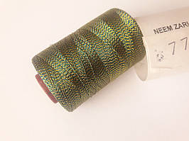 Нитки шовк віскоза для ручної та машинної вишивки. Індія  № 77G. Золото з зеленим