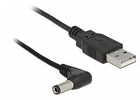 Кабель живлення пристроїв USB2.0 A-Jack DC M/M 1.5m Delock (70.08.5588) 5.5x2.5mm Power 90° Cu