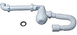 Напівсифон Тюльпан-мийка вільний простір єврошланг нерж випуск Ø1 1/2 М-00.01-ES