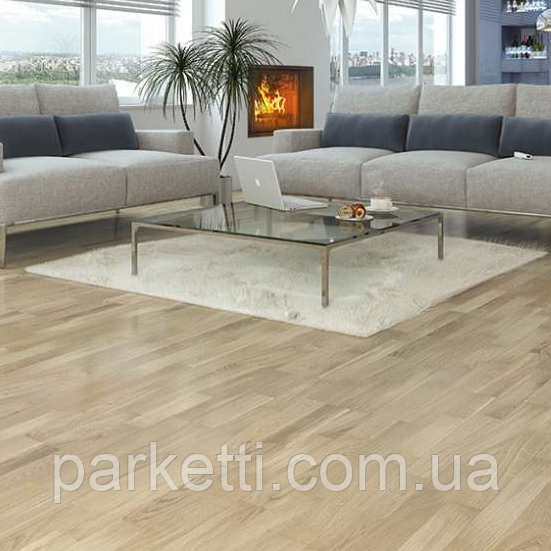 Diana Forest Дуб Wolfsburg 3W8000347 паркетна дошка 3-смугова, білий матовий лак., фото 1