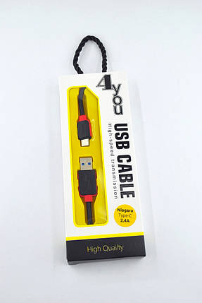 Кабель Usb Type-C 4you Niagara (2.1А, чорний, 1.2м), фото 2