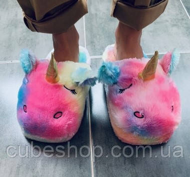 Хатні капці "Єдинороги райдужні"