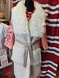 Жилетка шкіряна з хутром Жилетка кожаная с мехом, фото 7