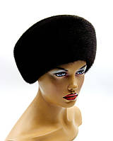 Женская шапка меховая норковая "Кубанка" без украшения черная.