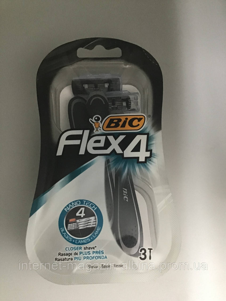 Набір одноразових станків для гоління Bic Flex 4 NanoTech 3шт в упакуванні