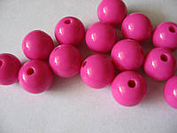 Бусина пластиковая, шар, 10 мм, ярко-розовая