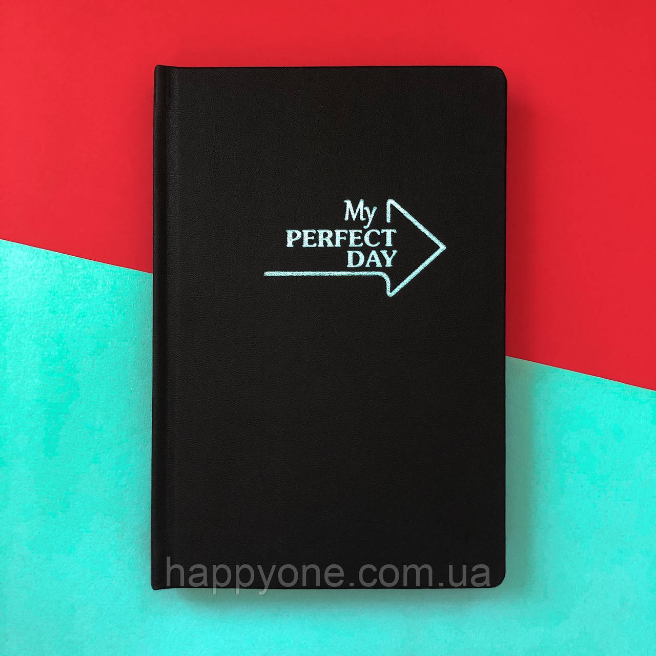 Мотивувальний планер щоденник "My perfect day" м'ятний на чорному (російський язичок)