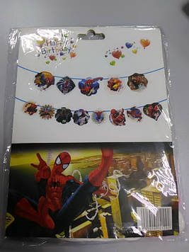 Гірлянда з днем народження з малюнком людина павук