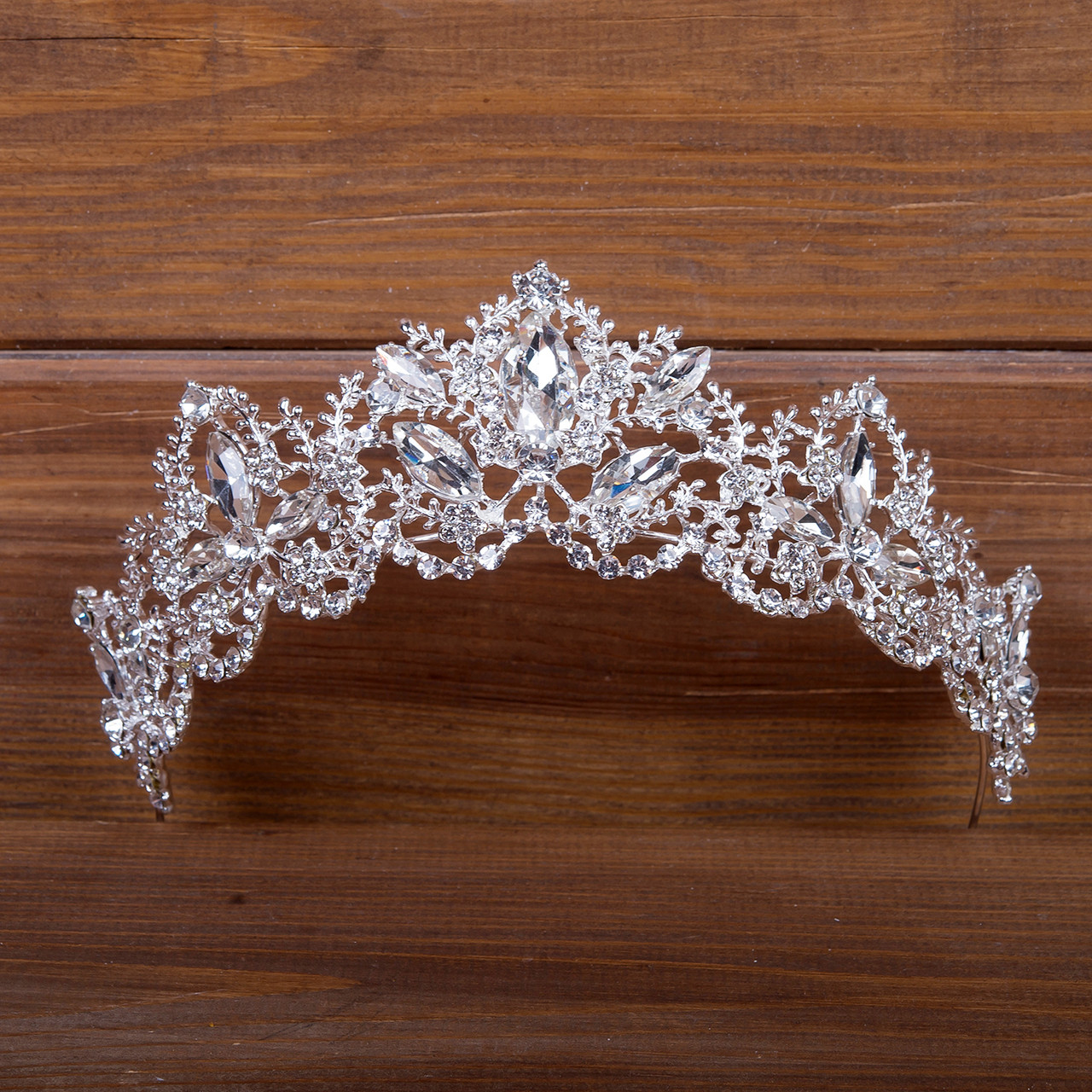 Діадема з камінням Swarovski Срібло 16х5 см Красива діадема для нареченої Корона жіноча, фото 1