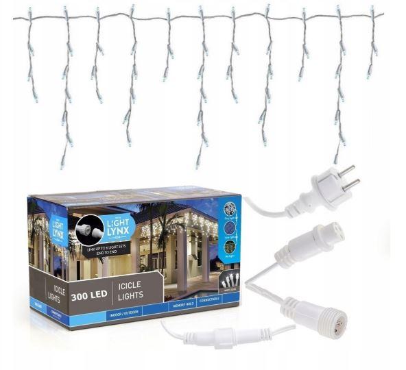 Новорічна гірлянда бахрома 14,5 м 300 LED (Багатобарвна з холодною білою спалахом)