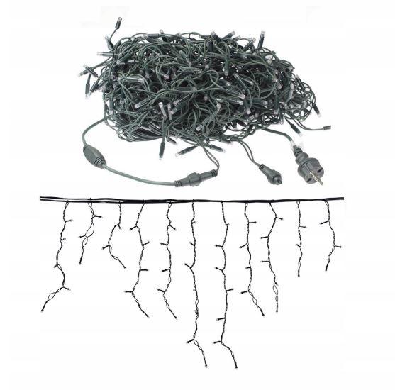 Новорічна гірлянда бахрома 12 м 300 LED (Холодний білий з синім спалахом)