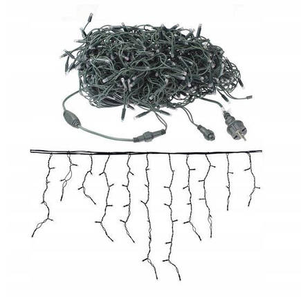 Новорічна гірлянда бахрома 12 м 300 LED (Холодний білий з синім спалахом), фото 1