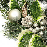 Новорічний декоративний вінок "Сосновий із шишками" 30 см, фото 4