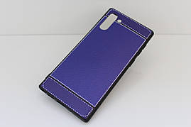 Чохол Litchi для Samsung Galaxy Note 10 (N970) силікон бампер з рельєфною текстурою синій