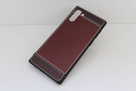 Чохол Litchi для Samsung Galaxy Note 10 (N970) силікон бампер з рельєфною текстурою темно-коричневий