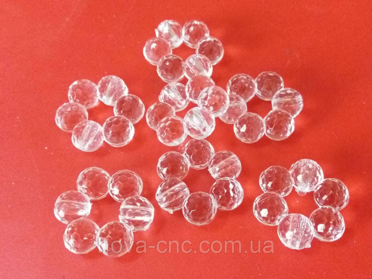 Намистини "Ромашка" прозорий 24 мм 500 грам