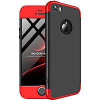 Чехол GKK 360 для Iphone 5 / 5s / SE Бампер оригинальный black-red с вырезом