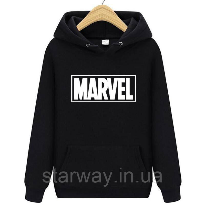 Толстовка чорна Marvel white logo | худі марвел